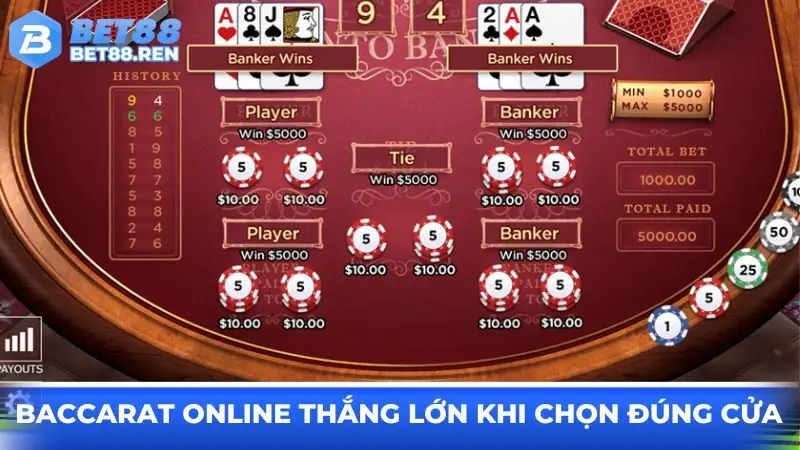 Baccarat online thắng lớn khi chọn đúng cửa
