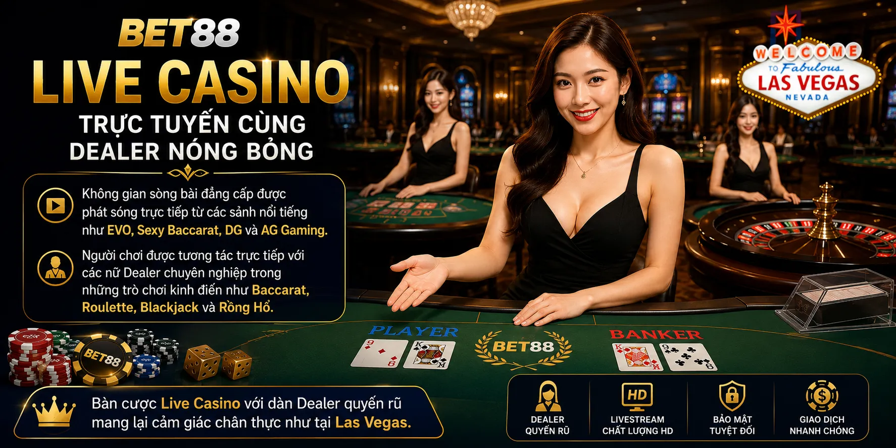Sảnh cược Live Casino trực tuyến hấp dẫn tại nhà cái Bet88